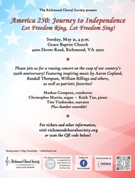 Richmond Choral Society Concert: America 250: Journey to Independence