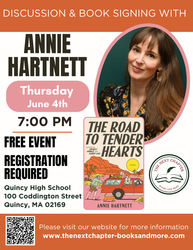 Annie Hartnett book tour stops in Quincy on June 4th with The Next Chapter Books and More