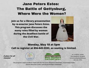 Jane Peters Estes:  The Battle of Gettysburg, Where Were the Women?