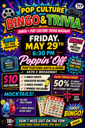 🎉🔢 POP CULTURE BINGO NIGHT RETURNS @ POPPIN' OFF🔢🎉