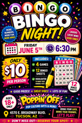 🎉🔢 BINGO NIGHT RETURNS @  POPPIN' OFF 🔢🎉