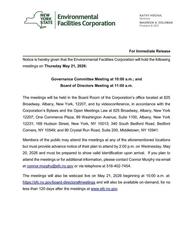 May Meeting of the NYSEFC's Governance Committee and Board of Directors