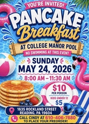 Pancake Breakfast at College Manor Pool