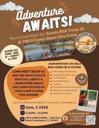 Adventure Awaits! Y Summer Camp and BSA Recruiting Night
