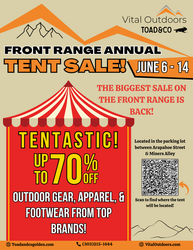 Up to 70% Off – Colorado’s Biggest Outdoor Gear Tent Sale | June 6–14 at Vital Outdoors in Golden CO