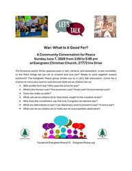 Let's Talk about War: What Is It good For? Free community forum