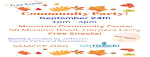 Community Party - September 24th at 1 pm - Mountain Community Center