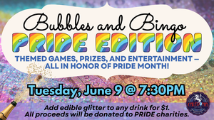 Bubbles & Bingo: PRIDE Edition at Caledonia Brewing on Tuesday, June 9!