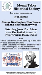 Mount Tabor Historical Society presentation on George Washington, New Jersey,  and the Revolutionary