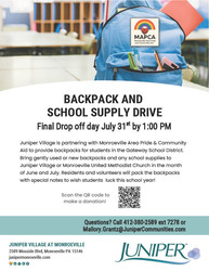 Backpack & School Supply Drive at Juniper Village at Monroeville!