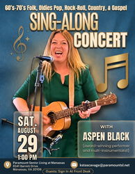 Live Music (Aspen Black) at Paramount Senior Living at Manassas (Saturday August 29, 2026) - FREE