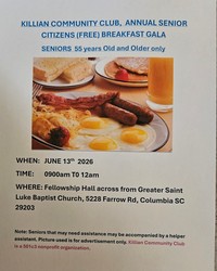 Killian Community Club, Annual Senior Citizens ( Free) Breakfast Gala