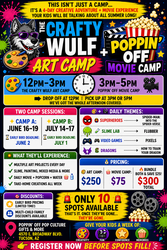 🎨🐺 THIS SUMMER... YOUR KIDS DON’T JUST GO TO ART CAMP... THEY GO ON AN ADVENTURE @ POPPIN' OFF 🍿✨