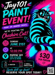 🎨😼 He’s grinning... are you brave enough to paint him @ Poppin' Off 😼🎨