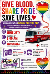 🌈🩸 GIVE BLOOD. SHARE PRIDE. SAVE LIVES. AT POPPIN' OFF 🩸🌈