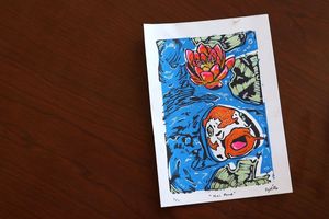 Koi Fish Reduction Print: Linocut Workshop at the Botanical Gardens | August 22, 1-4pm