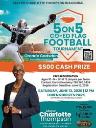 Mayor Charlotte Thompson presents 5-on-5 Co-Ed Flag Football Tournament