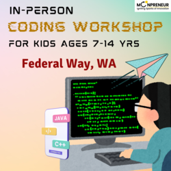 In-person Free Coding Workshop For Kids at Federal Way, WA (7-14 yrs)