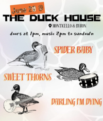 Darling I'm dying, Spider Baby and Sweet Thorns at Duck House on Byron and Monticello