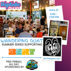 Wandering Goat event at Riptide Brewing features free pinball play