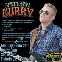 Acclaimed Roots n' Blues Rocker Matthew Curry On Tour; Performs at Fanatics Pub in Lima NY