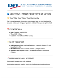 Conversation with the Hamden Registrars of Voters