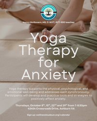 Yoga Therapy for Anxiety - a 4-week series ($100 for all 4 weeks)