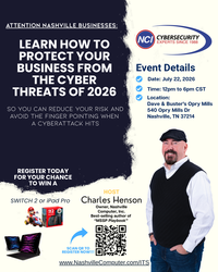 2026 IT Symposium/ Nashville Computer, Inc., Wed July 22, 12pm-6pm EST, Dave & Buster's Nashville TN