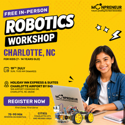 In-person Free Robotics Workshop For Kids at Charlotte, NC (7-14 yrs)