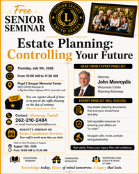July 9th 10AM-11:30AM Free Senior Seminar: Estate Planning: Controlling Your Future