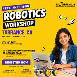 In-person Free Robotics Workshop For Kids at Torrance, CA (7-14 yrs)