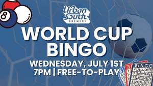 Urban South Brewery hosts Team USA Watch Party and World Cup Bingo Night on Wednesday, July 1