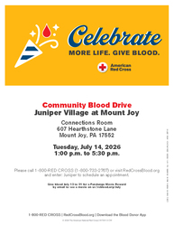 Give the Gift of Life: Community Blood Drive at Juniper Village at Mount Joy