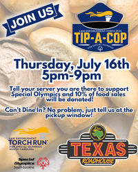 Tip-A-Cop Fundraiser Supporting Special Olympics Texas Roadhouse