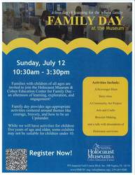 FREE Family Day Sunday July 12, 2026 at The Holocaust Museum & Cohen Education Center in Naples