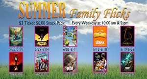 $ 3.00 Summer Family Flicks at Aurora Cineplex--Weekdays at 10am and 2pm in July