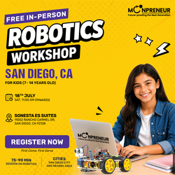 In-person Free Robotics Workshop For Kids at San Diego, CA (7-14 yrs)