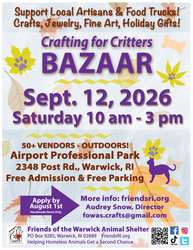 13th Annual "Crafting for Critters" Fall Bazaar on Sat, 9/12/26 - Artisan Applications until 8/1/26