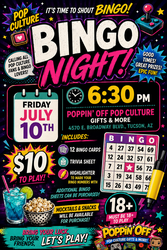 🎉📺 POP CULTURE BINGO NIGHT RETURNS @ POPPIN' OFF! 🎬🎮