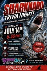 🦈🌪️ SHARKNADO TRIVIA NIGHT IS SWIMMING YOUR WAY @ POPPIN' OFF! 🌪️🦈