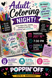 🎨✨ ADULT COLORING NIGHT @ POPPIN' OFF ✨🎨