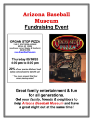 Organ Stop Pizza Fundraiser - Arizona Baseball Museum