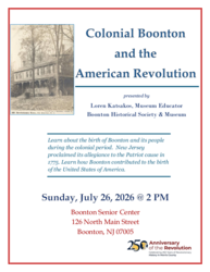Colonial Boonton and the American Revolution