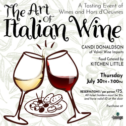 THE ART OF ITALIAN WINES – A Tasting Event of Wine and Hors d’ Oeuvres