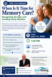 Memory Care Webinar - Ways to Avoid Costly Mistakes