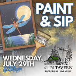 Paint & Sip at 41 North Tavern – Create a Moonlit Dragonfly Painting in St. John