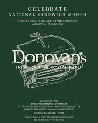 Donovan's National Sandwich Month Kickoff: Free Sandwiches & Month-Long Giveaways