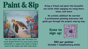 Paint & Sip "The Honu" Green Sea Turtle - Guided Painting Class at Caledonia on Sunday, July 26!