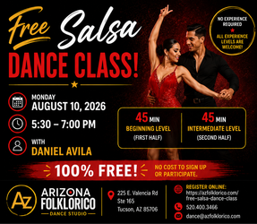 FREE Salsa Dance Class in Tucson, AZ at Arizona Folklórico Dance Studio with Daniel Avila