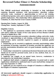 Father Putsche Scholarship Announcement